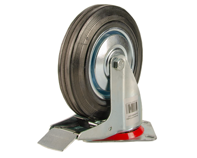 Большегрузное колесо обрезиненное euro-lift поворотное, с тормозом, г/п 150кг (160*40,0 мм)